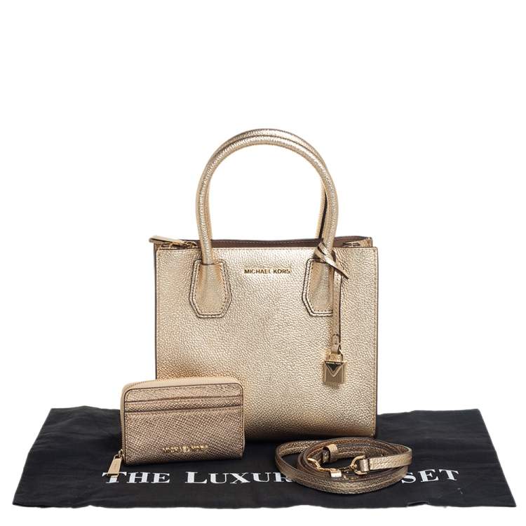Pre Owned MICHAEL Michael Kors Metallic Gold Leather Small Mercer Tote