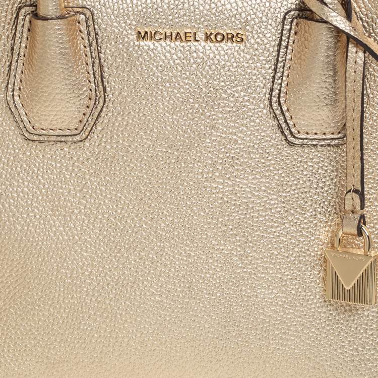 Pre Owned MICHAEL Michael Kors Metallic Gold Leather Small Mercer Tote
