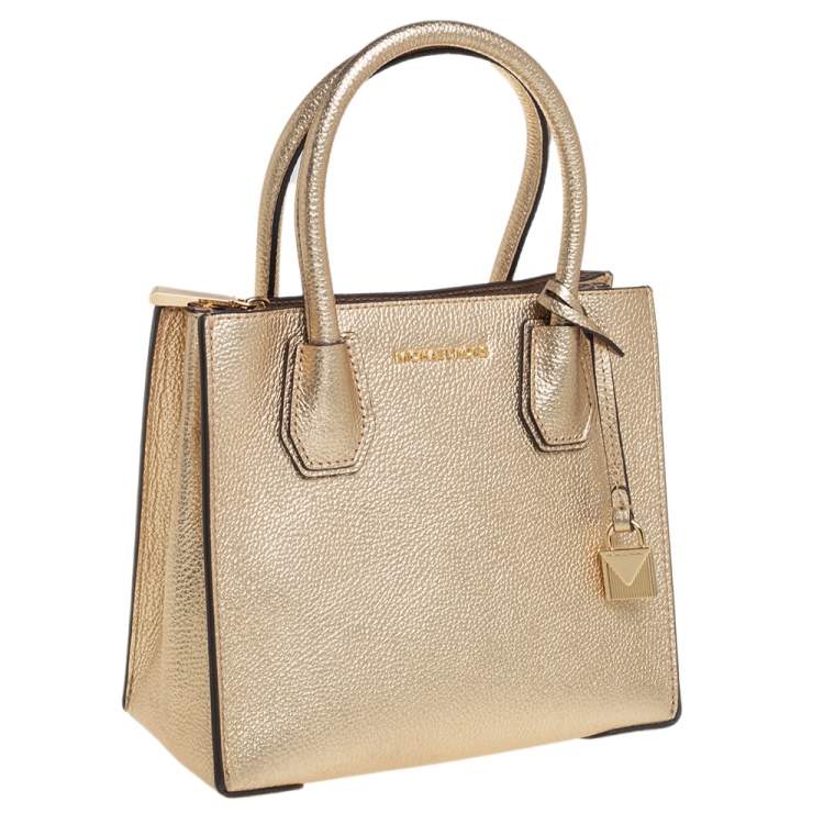 Pre Owned MICHAEL Michael Kors Metallic Gold Leather Small Mercer Tote