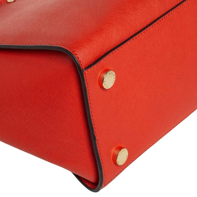 Pre Owned MICHAEL Michael Kors Orange Saffiano Leather Large Selma Tote