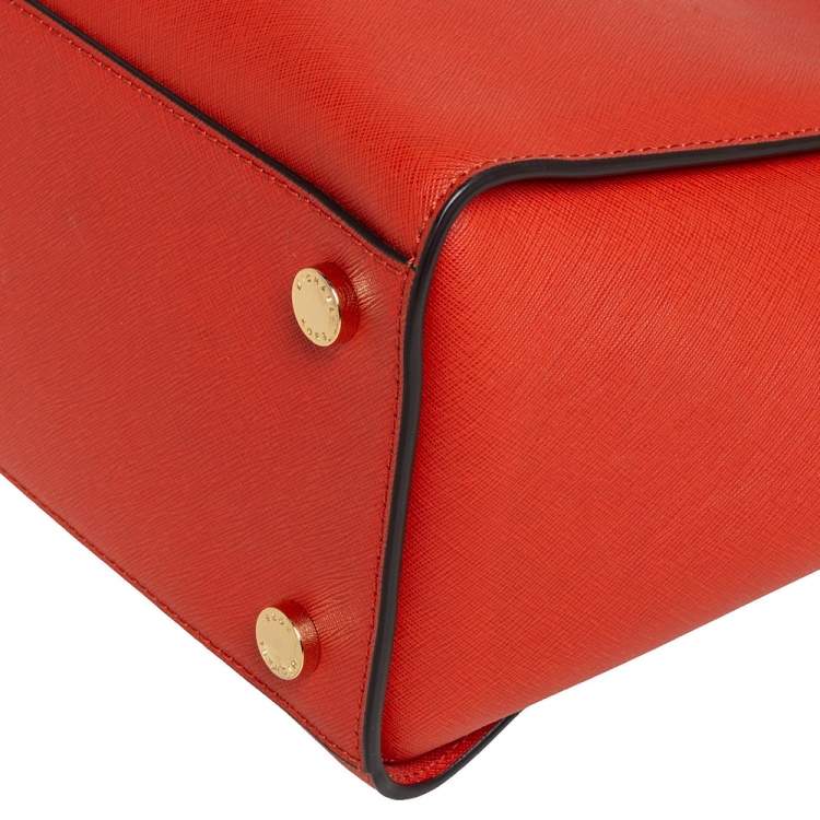 Pre Owned MICHAEL Michael Kors Orange Saffiano Leather Large Selma Tote
