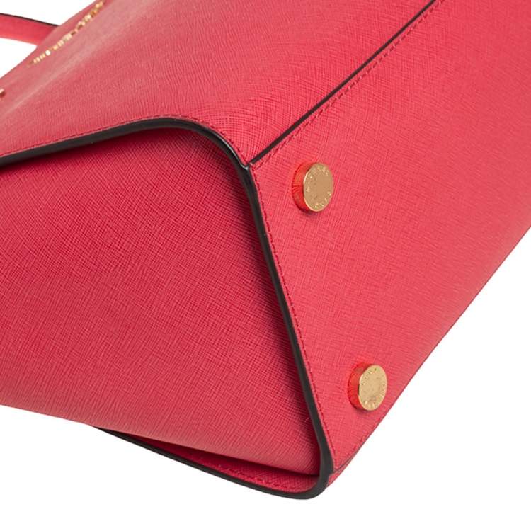 Pre Owned MICHAEL Michael Kors Coral Pink Saffiano Leather Large Selma Tote
