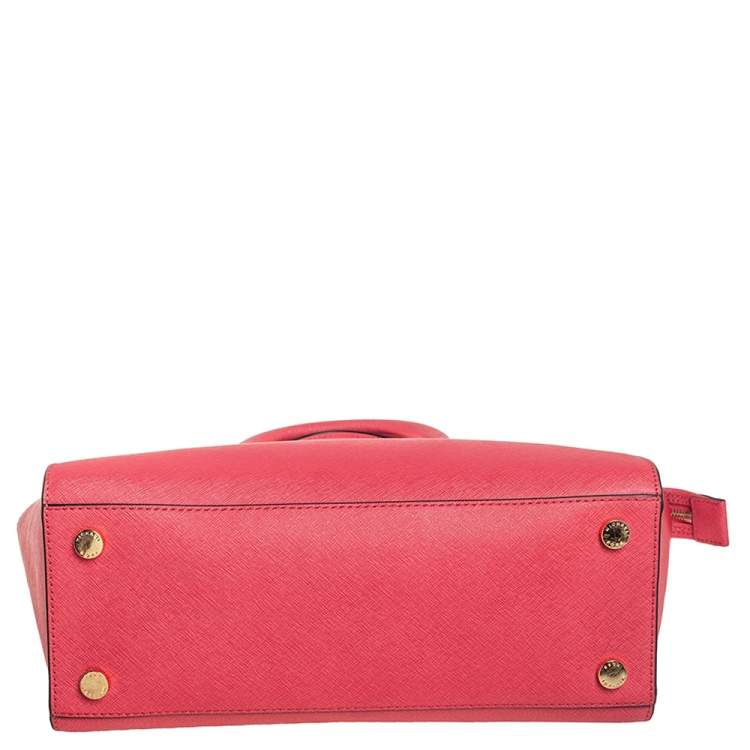 Pre Owned MICHAEL Michael Kors Coral Pink Saffiano Leather Large Selma Tote