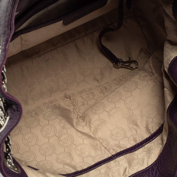 Pre Owned MICHAEL Michael Kors Purple Leather Medium Jet Set Chain Tote