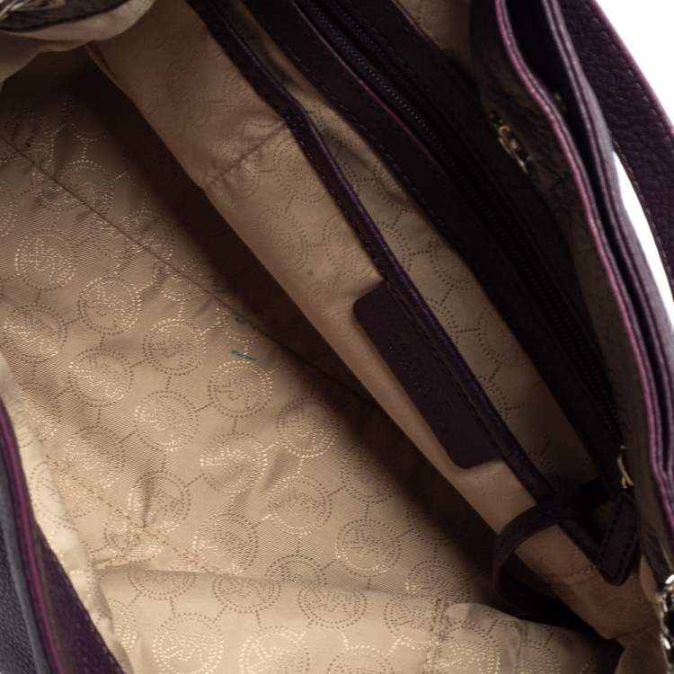 Pre Owned MICHAEL Michael Kors Purple Leather Medium Jet Set Chain Tote
