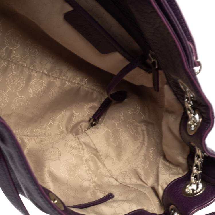 Pre Owned MICHAEL Michael Kors Purple Leather Medium Jet Set Chain Tote