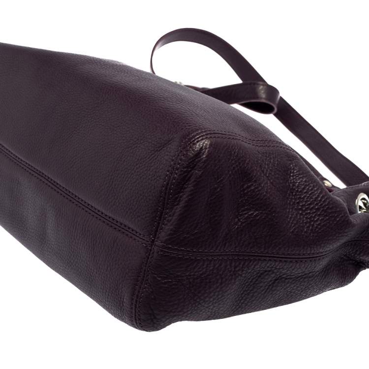 Pre Owned MICHAEL Michael Kors Purple Leather Medium Jet Set Chain Tote