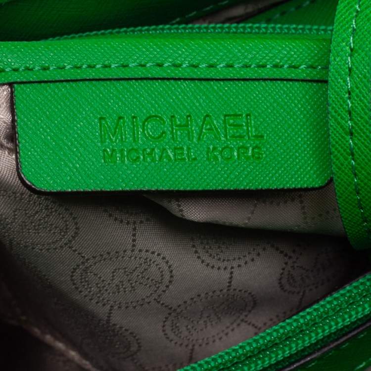 Pre Owned MICHAEL Michael Kors Green Saffiano Leather Large Jet Set Travel Tote
