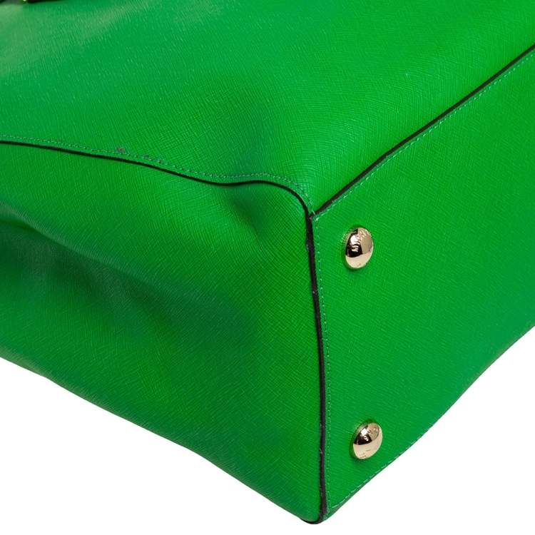 Pre Owned MICHAEL Michael Kors Green Saffiano Leather Large Jet Set Travel Tote