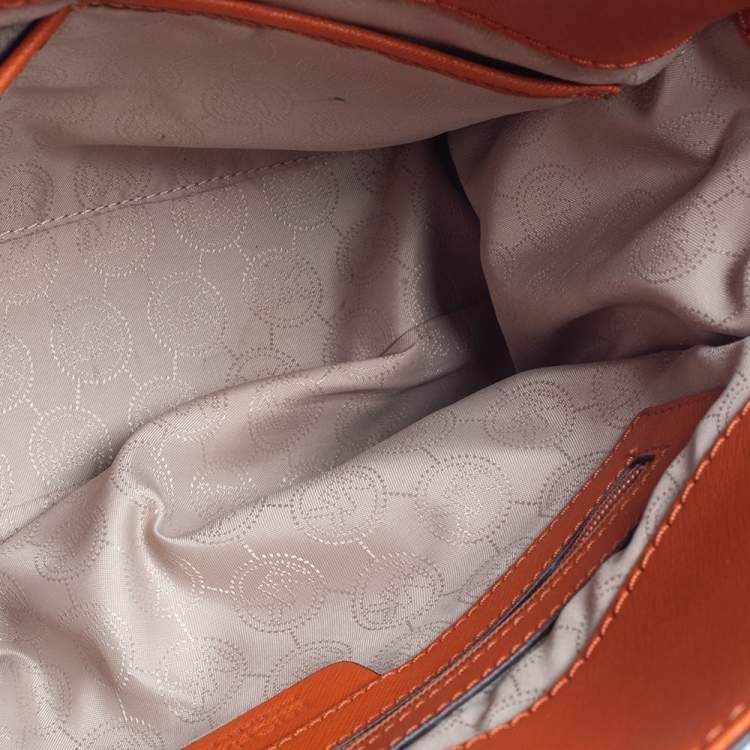 Pre Owned MICHAEL Michael Kors Orange Leather Medium Hamilton East West Tote