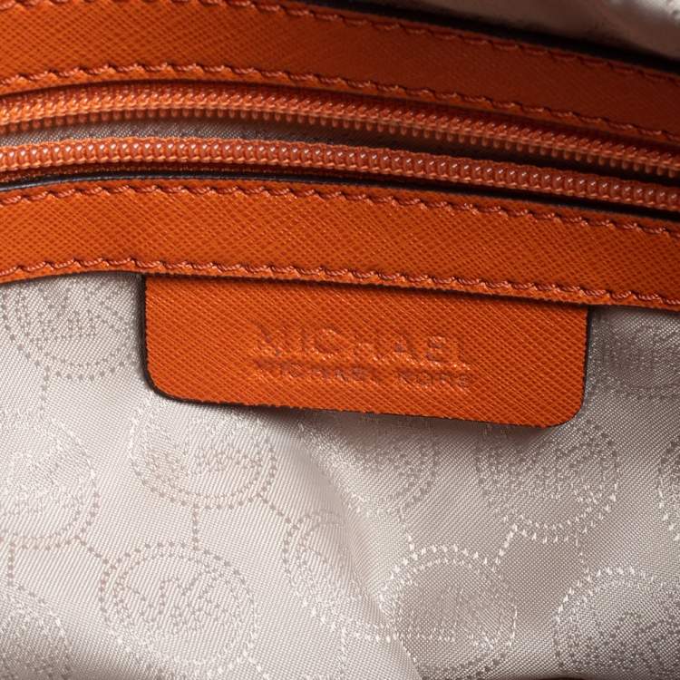 Pre Owned MICHAEL Michael Kors Orange Leather Medium Hamilton East West Tote
