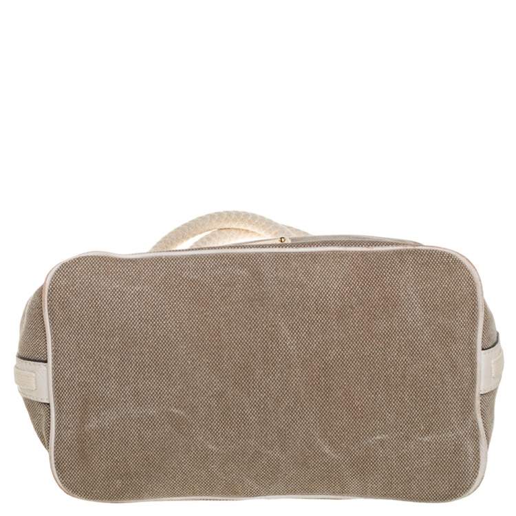 Pre Owned MICHAEL Michael Kors Beige/White Canvas Marina Grab Anchor Tote
