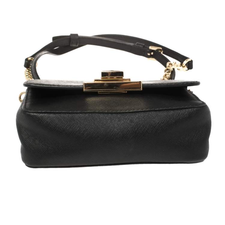 Pre Owned MICHAEL Michael Kors Black Leather Tina Crossbody Bag