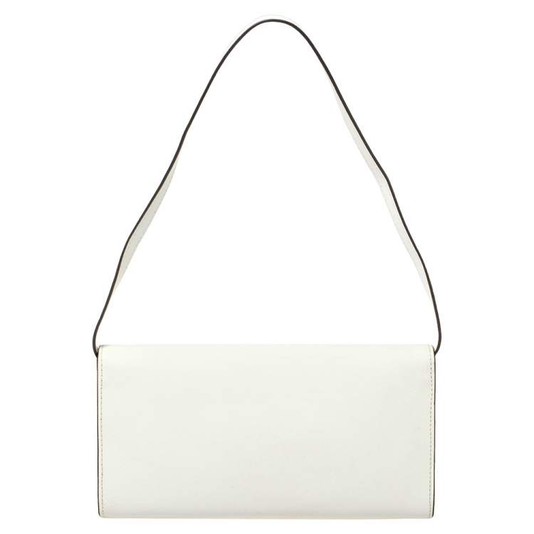 Pre Owned MICHAEL Michael Kors White Saffiano Leather Tilda Clutch Bag