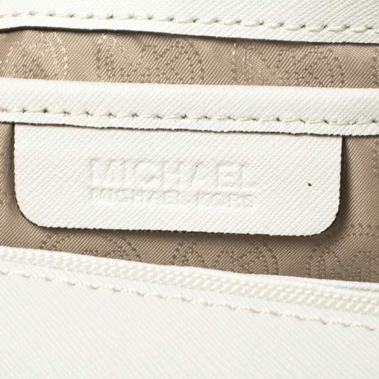 Pre Owned MICHAEL Michael Kors White Saffiano Leather Tilda Clutch Bag