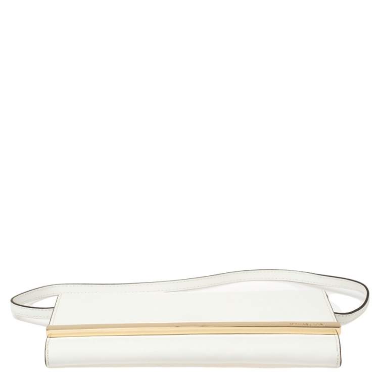 Pre Owned MICHAEL Michael Kors White Saffiano Leather Tilda Clutch Bag