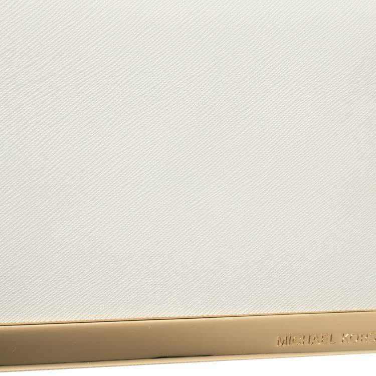 Pre Owned MICHAEL Michael Kors White Saffiano Leather Tilda Clutch Bag