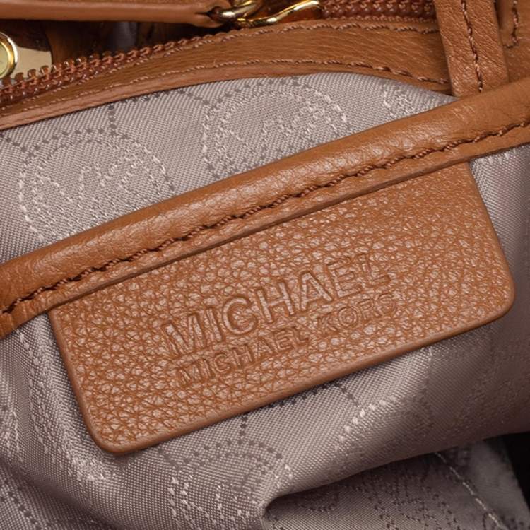 Pre Owned MICHAEL Michael Kors Tan Grained Leather Jet Set Chain Hobo