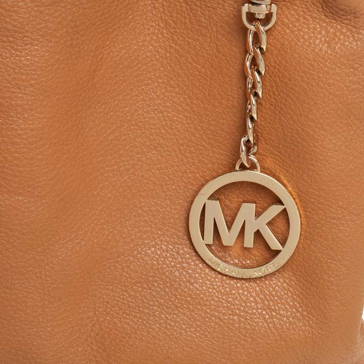 Pre Owned MICHAEL Michael Kors Tan Grained Leather Jet Set Chain Hobo
