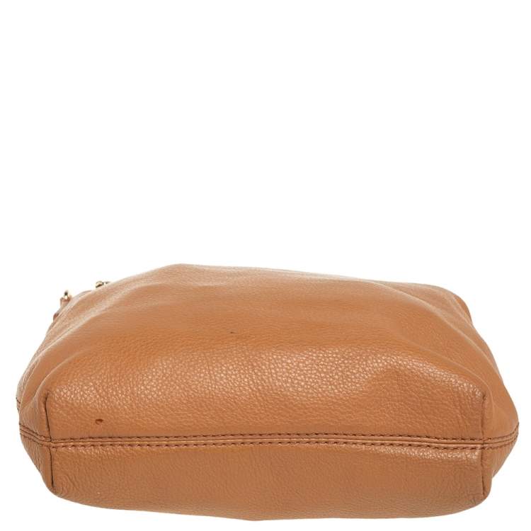 Pre Owned MICHAEL Michael Kors Tan Grained Leather Jet Set Chain Hobo