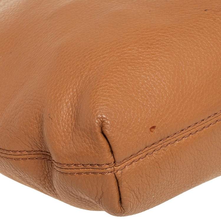 Pre Owned MICHAEL Michael Kors Tan Grained Leather Jet Set Chain Hobo