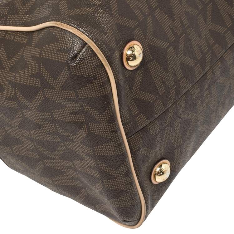 مملوكة مسبقًا MICHAEL Michael Kors Brown/Beige Signature Coated Canvas and Leather Grayson Boston Bag