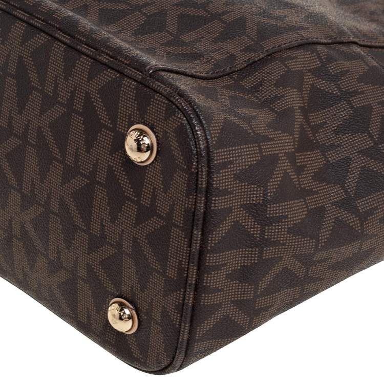 مملوكة مسبقًا MICHAEL Michael Kors Brown Signature Coated Canvas and Leather Jet Set East West Tote