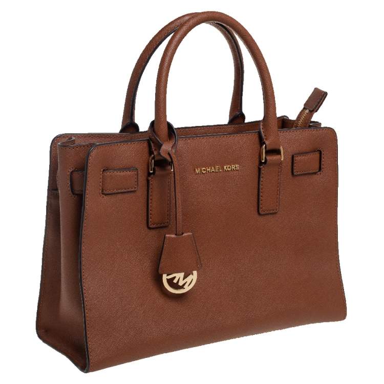 Pre Owned MICHAEL Michael Kors Brown Saffiano Leather Dillon Tote