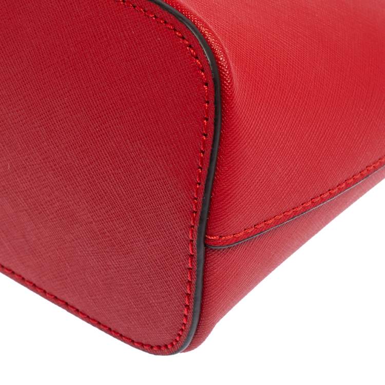 Pre Owned MICHAEL Michael Kors Red Saffiano Leather Medium Cindy Dome Crossbody Bag
