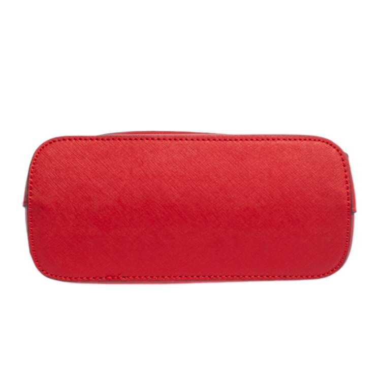 Pre Owned MICHAEL Michael Kors Red Saffiano Leather Medium Cindy Dome Crossbody Bag