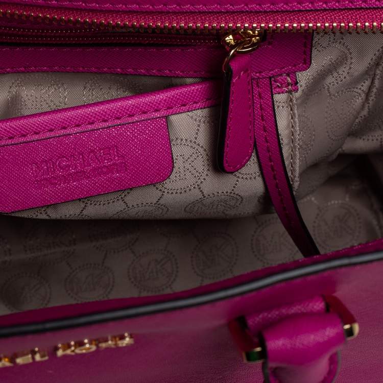 Pre Owned MICHAEL Michael Kors Fuchsia Saffiano Leather Large Selma Tote