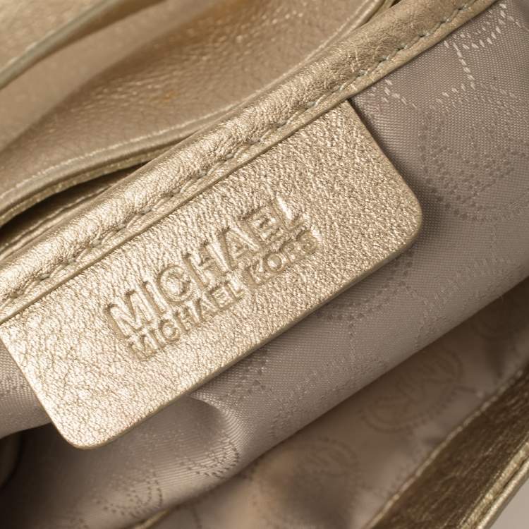Pre Owned MICHAEL Michael Kors Metallic Gold Leather Jet Set Chain Tote