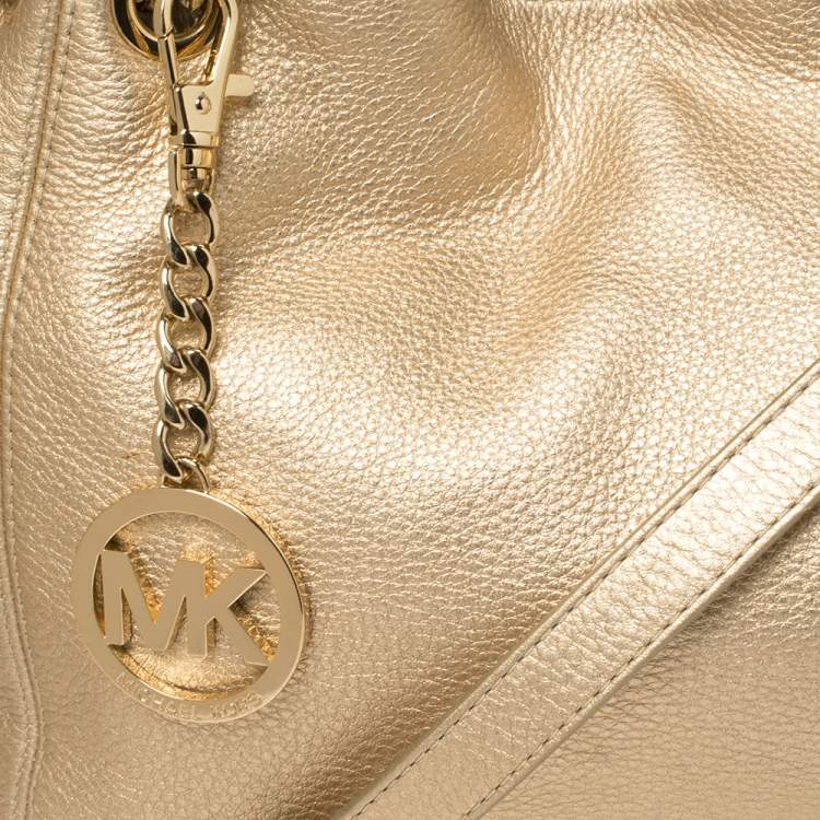 Pre Owned MICHAEL Michael Kors Metallic Gold Leather Jet Set Chain Tote