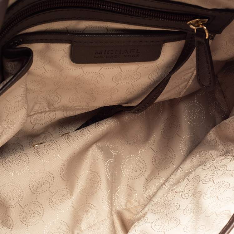 Pre Owned MICHAEL Michael Kors Brown/Gold Leather Large Hamilton North South Tote