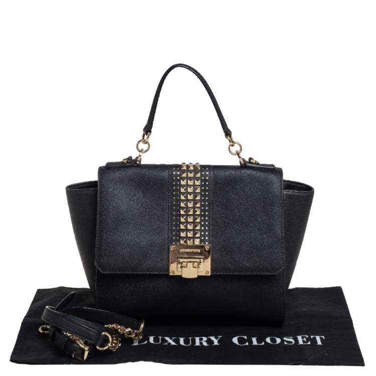 مملوكة مسبقًا MICHAEL Michael Kors Black Leather Tina Studded Top Handle Bag