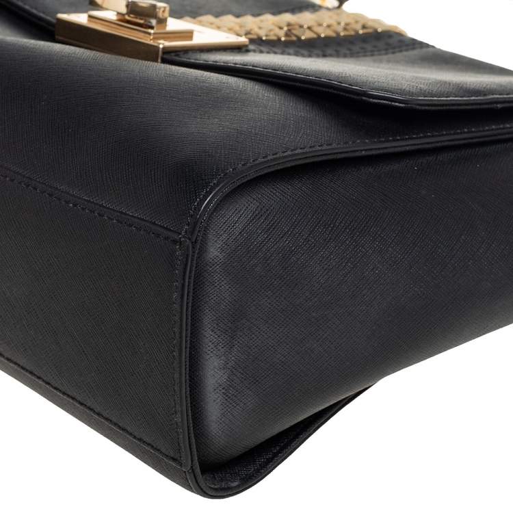 مملوكة مسبقًا MICHAEL Michael Kors Black Leather Tina Studded Top Handle Bag