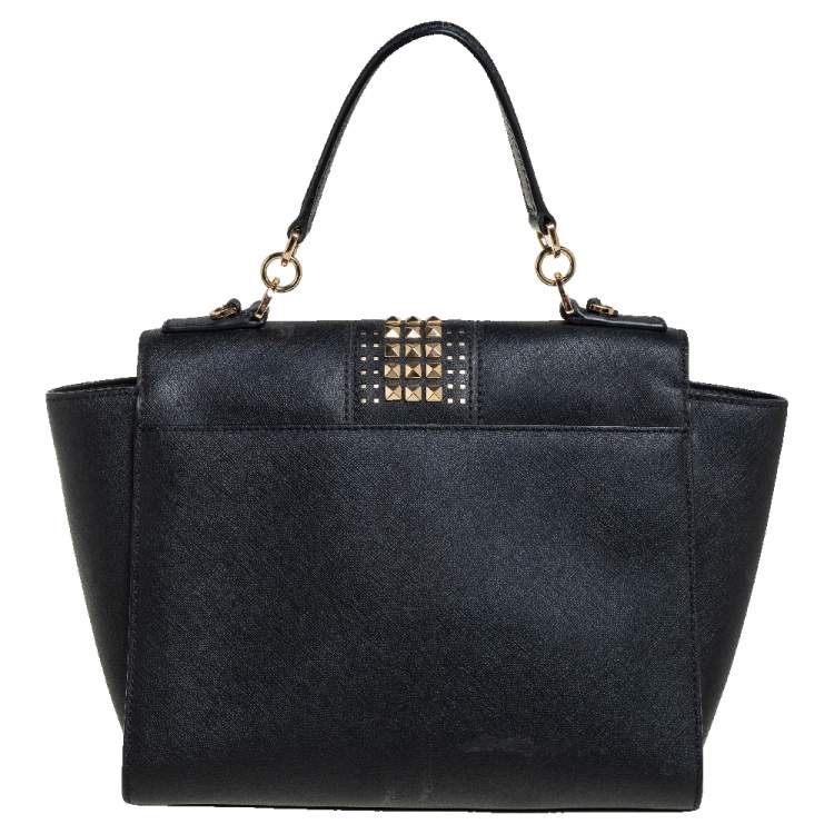 مملوكة مسبقًا MICHAEL Michael Kors Black Leather Tina Studded Top Handle Bag