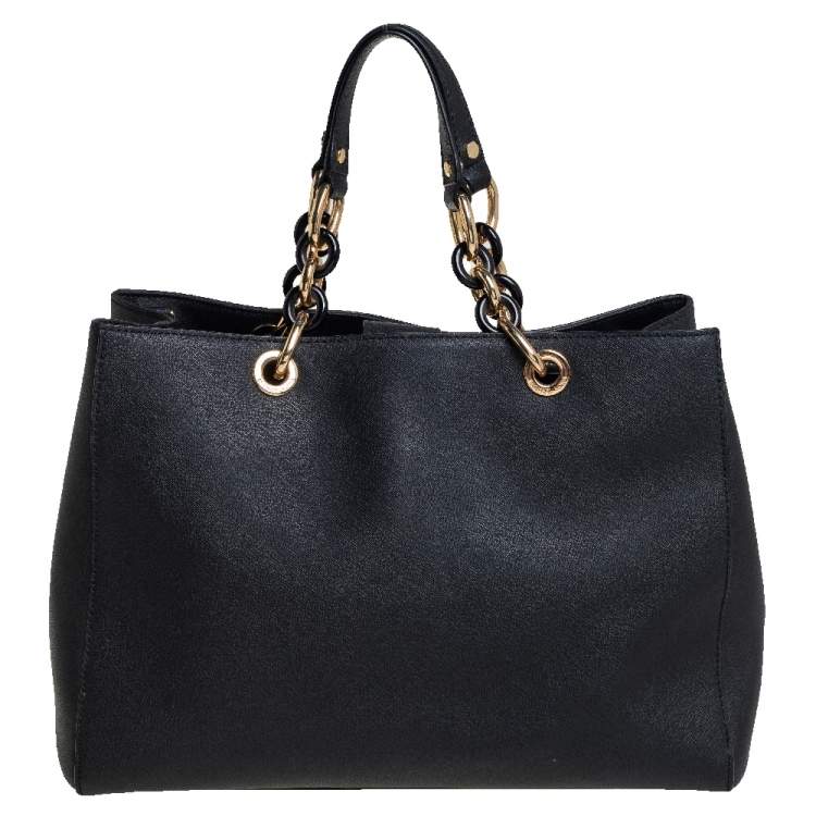 Pre Owned MICHAEL Michael Kors Black Saffiano Leather Large Cynthia Tote
