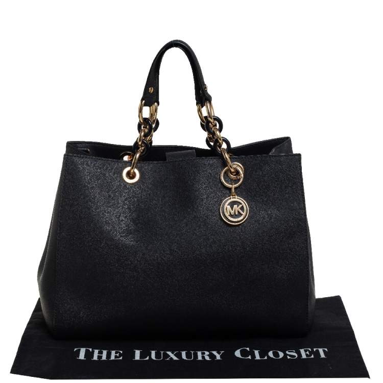 Pre Owned MICHAEL Michael Kors Black Saffiano Leather Large Cynthia Tote