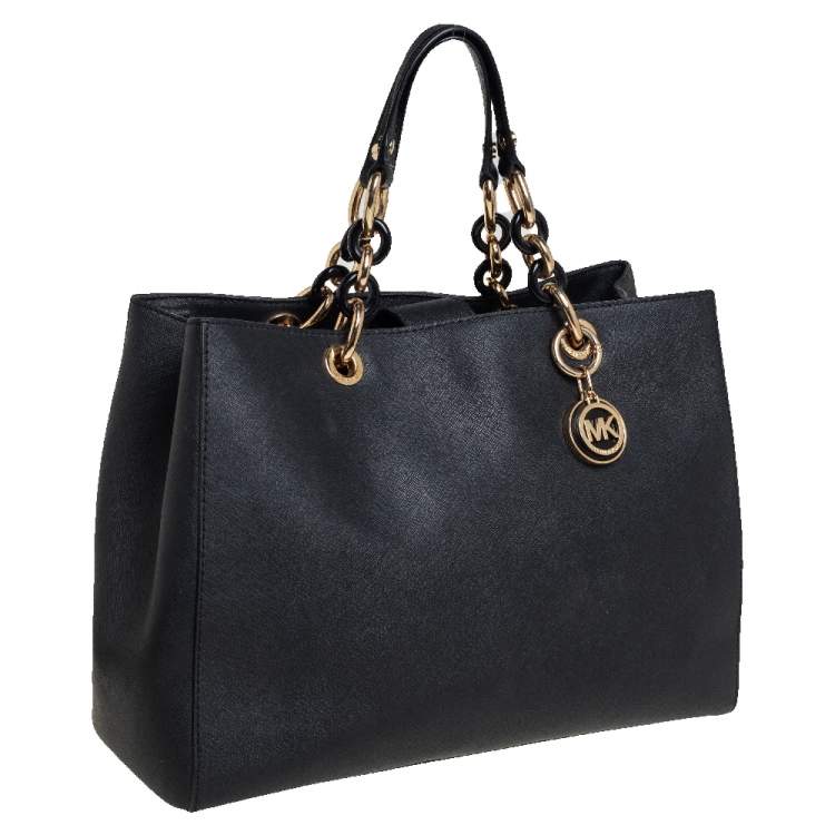 Pre Owned MICHAEL Michael Kors Black Saffiano Leather Large Cynthia Tote