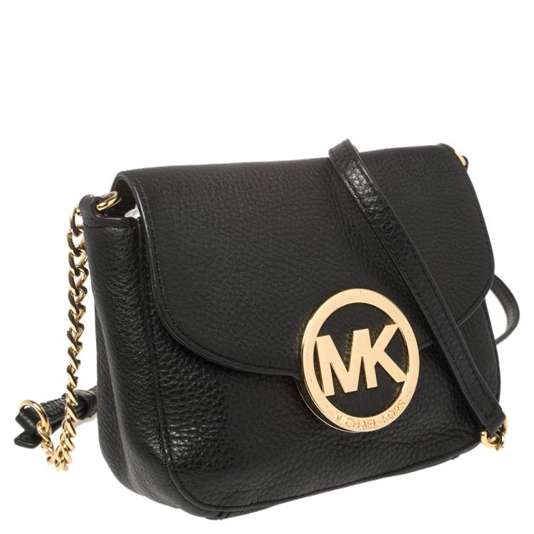 مملوكة مسبقًا MICHAEL Michael Kors Black Leather Fulton Crossbody Bag