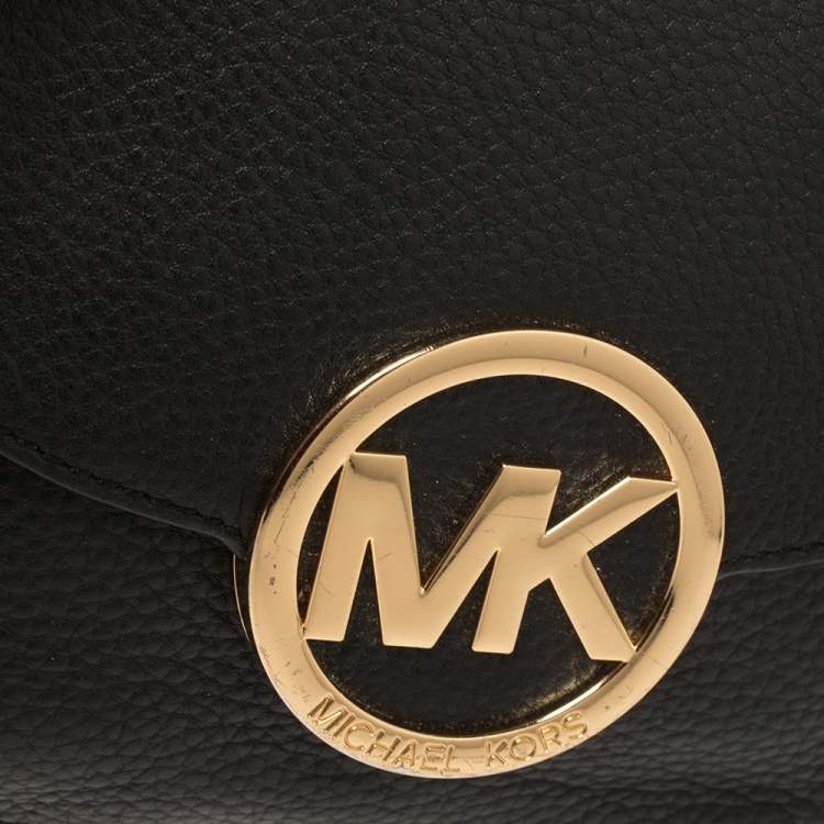 مملوكة مسبقًا MICHAEL Michael Kors Black Leather Fulton Crossbody Bag