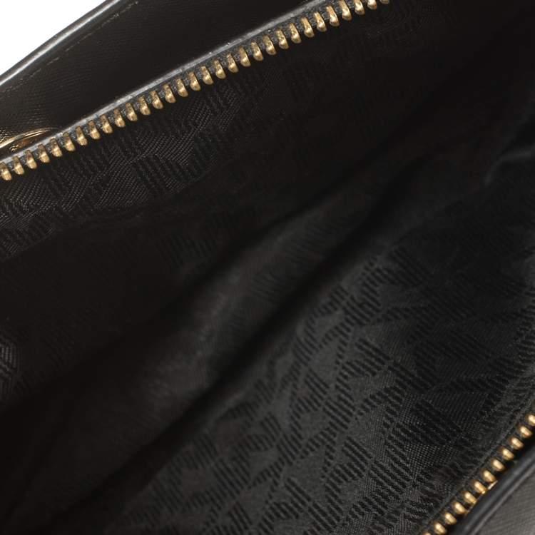 مملوكة مسبقًا MICHAEL Michael Kors Black Saffiano Leather Small Idina Satchel