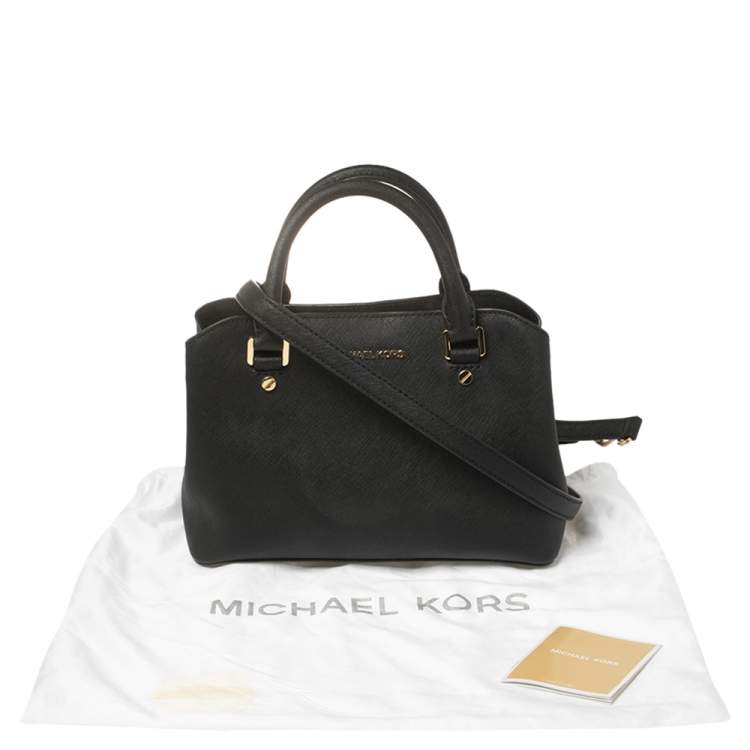 مملوكة مسبقًا MICHAEL Michael Kors Black Saffiano Leather Small Idina Satchel