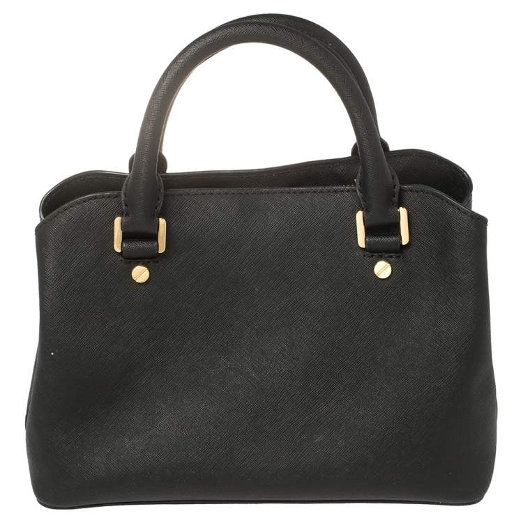 مملوكة مسبقًا MICHAEL Michael Kors Black Saffiano Leather Small Idina Satchel