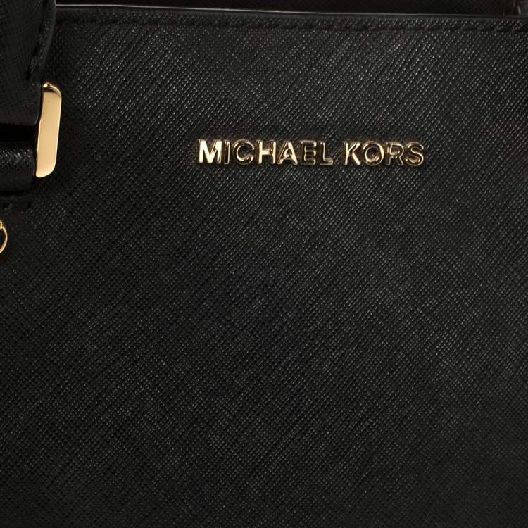 مملوكة مسبقًا MICHAEL Michael Kors Black Saffiano Leather Small Idina Satchel