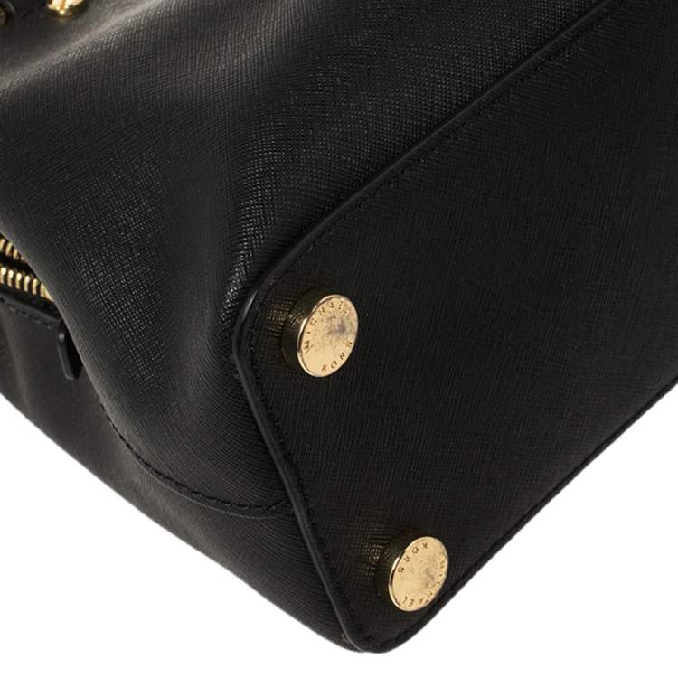 مملوكة مسبقًا MICHAEL Michael Kors Black Saffiano Leather Small Idina Satchel