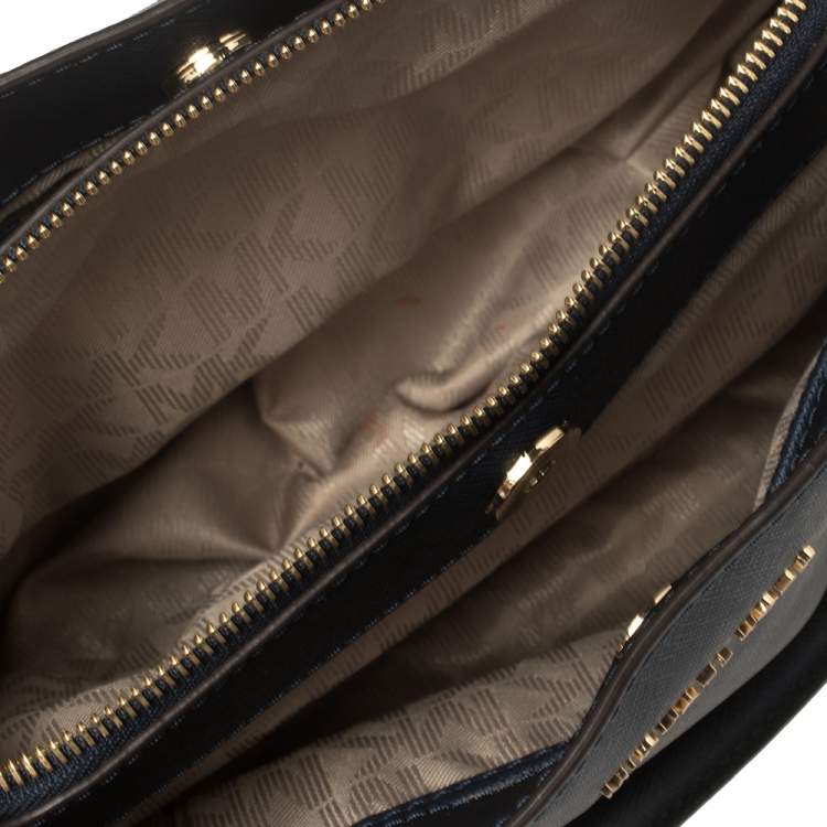 Pre Owned MICHAEL Michael Kors Navy Blue Saffiano Leather Small Idina Satchel