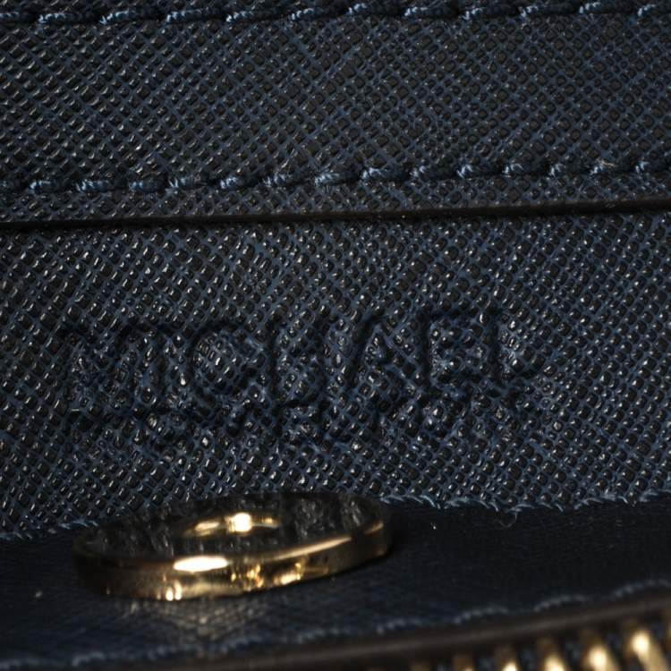 Pre Owned MICHAEL Michael Kors Navy Blue Saffiano Leather Small Idina Satchel