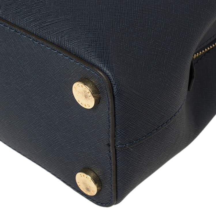 Pre Owned MICHAEL Michael Kors Navy Blue Saffiano Leather Small Idina Satchel